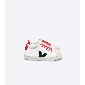 Kids' Veja ESPLAR LACES CHROMEFREE Shoes White/Red | ZA 734UZG